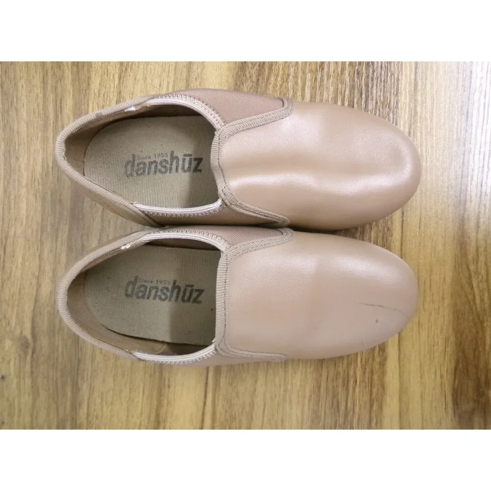 Pre-Owned Dance Slip On Tap Shoes Danz N Motion 951 Kids 12M Tan